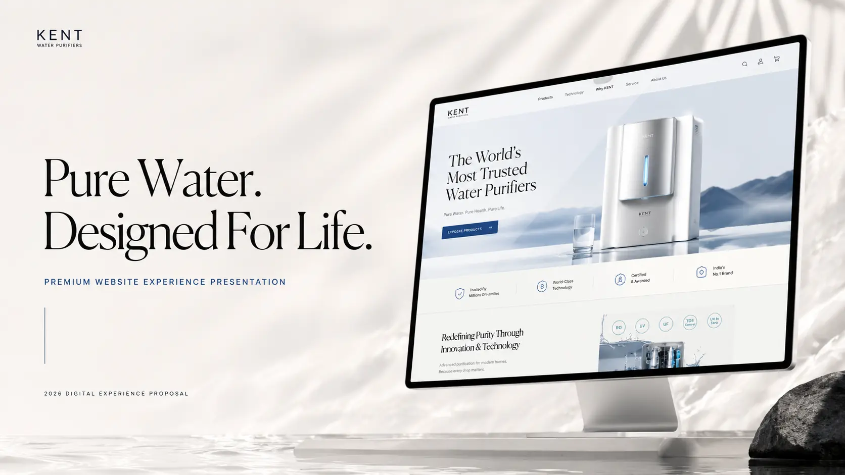 KENT water purifier personal concept presentation cover and digital brand system